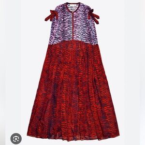 Kenzo Red and Purple Zebra Print H&M Collab Maxi Dress